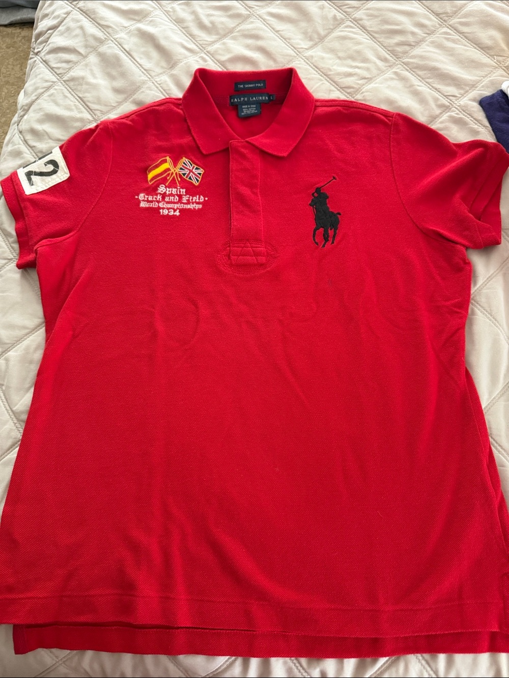 Ralph Lauren Red Polo with Black Pony & Embroidered Crest